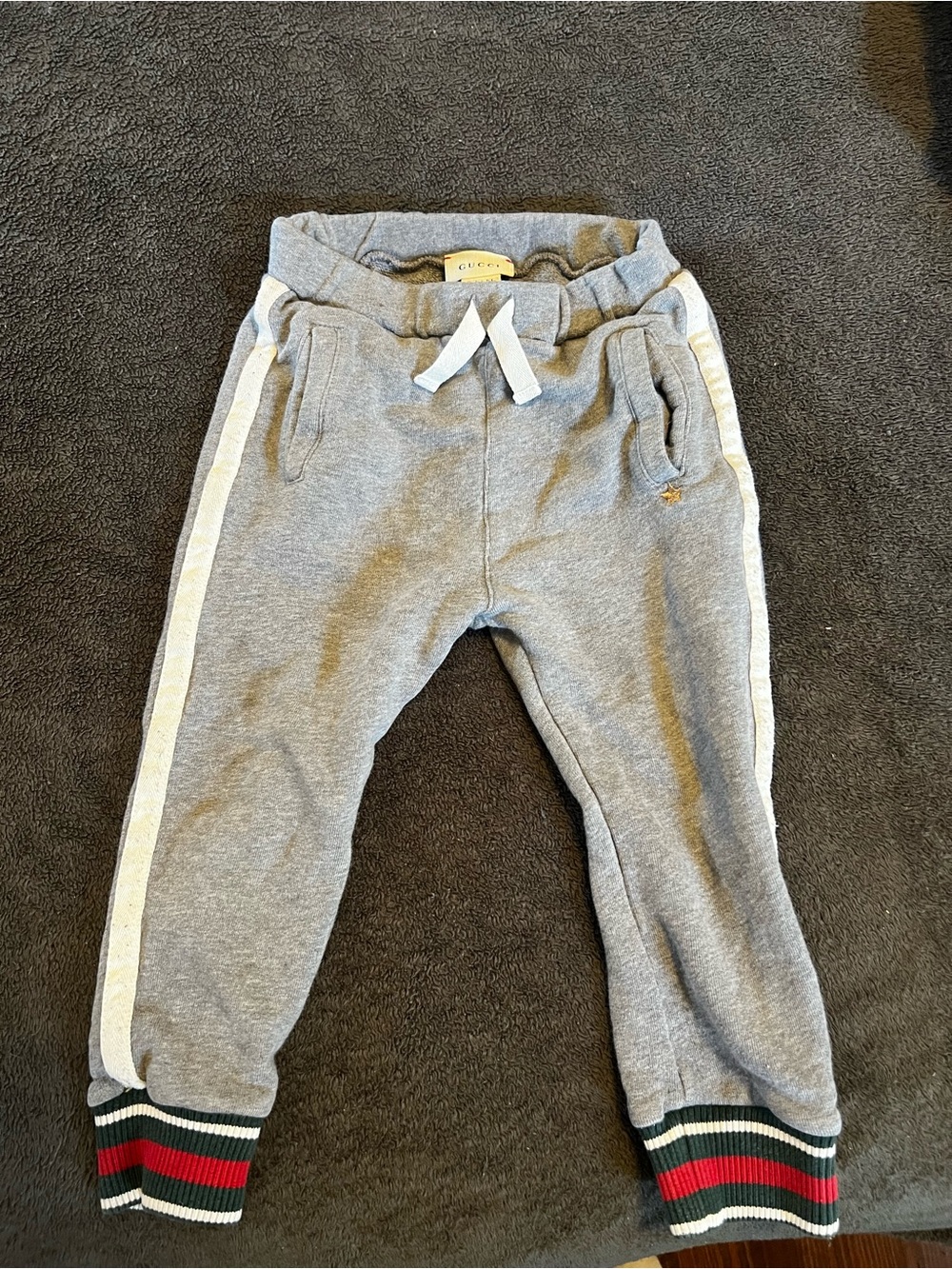 Gucci Kids Gray Sweatpants with Signature Web Cuff